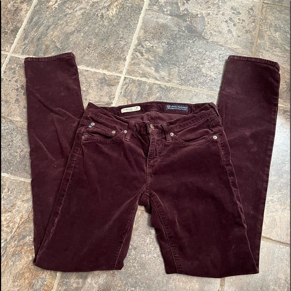 Ag Adriano Goldschmied Denim - 🌺 AG Burgundy Stevie straight leg cord jeans Size 26R GUC